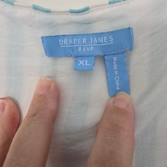 Draper James Wrap Dress Blue Green Ruffle Puff Sleeve Size XL - Picture 5 of 9